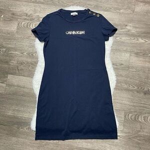 Calvin Klein Dark Blue Mini Dress with Button Detail